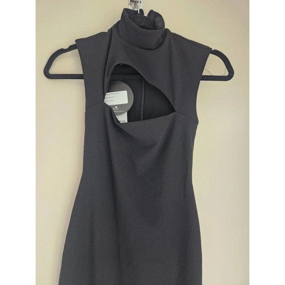 NWD Nookie Manhattan Midi Dress Size XS Black Cocktail Cutout Stretch - Picture 4 of 13
